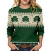 LXF-YT52 Saint Patrick's Day Fair Isle Pullover Sweater - Long Sleeve, Spring and Autumn Fashion.