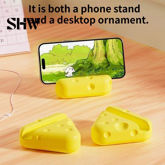 Novelty Cheese Shape Stand 3D Printed Phone Holder, Cute Desktop Stand, Compact Smartphone Portable Cell Holder Stable Dock for Home Office