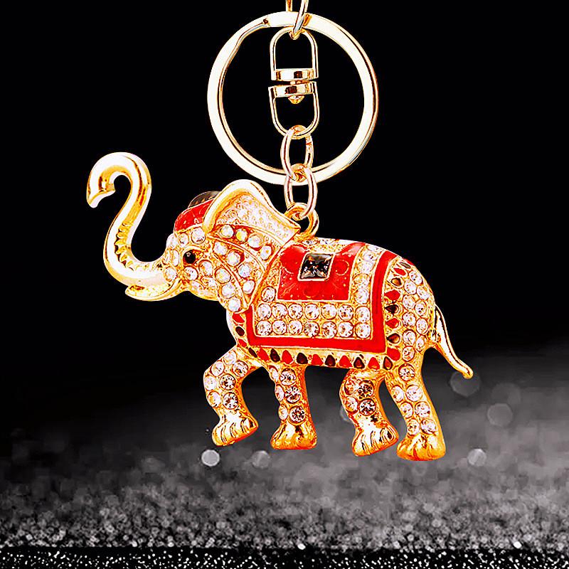 Adorable Elephant Metal Keychain With Sparkling Rhinestones Perfect For Gifts And Accessories