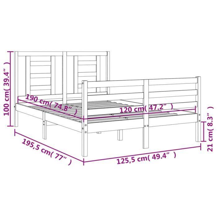 VidaXL Bed Frames with Headboard White Small Double Solid Wood 3194672