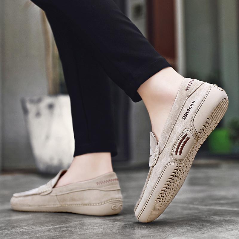 Fashion Hot Sale Men Casual Loafers Handmade Leather Moccasins Light Slip on Male Wedding Shoes All-match Matching Mens Driving Shoes