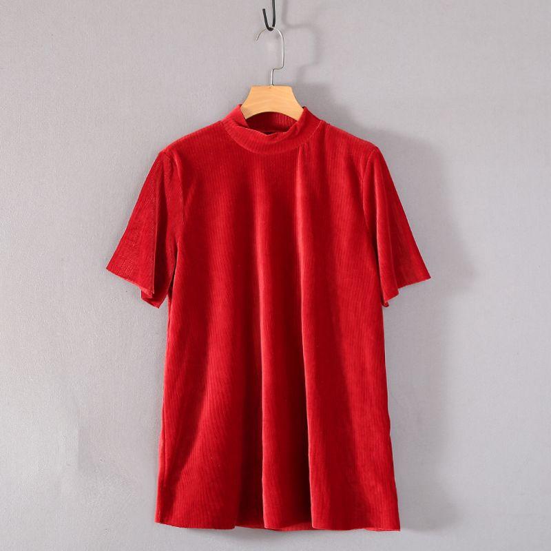 

Large Size Full-Figured Girls Short Sleeve Sweater T-shirt for Spring and Summer Red 18