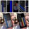 Police Thin Blue Line Flag Phone Case For Samsung Galaxy S24 S25 Ultra S9 S10 S20 S22 S21 Plus S23 FE Back Cover Shell