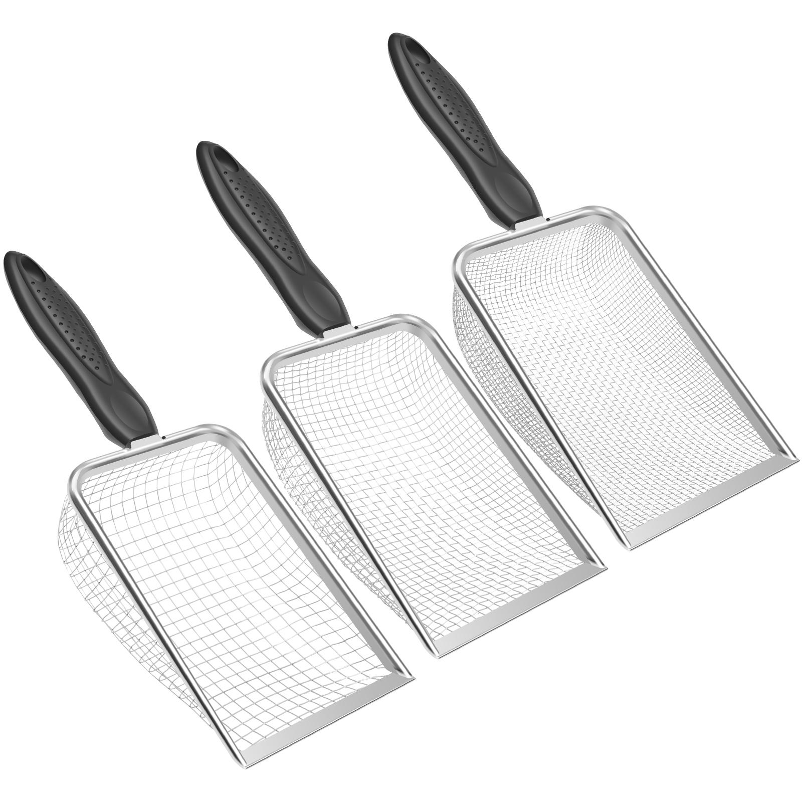 3/4Pcs Gardening Soil Sifters Stainless Steel Sand Soil Compost Sifter with Handle Sieve Sifter Potting Scoop Cat liter scoop