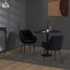 Set of 2 Modern Dining Room Chairs with Armrests, Padded Seat and Steel Legs, 54x57x80cm, Black