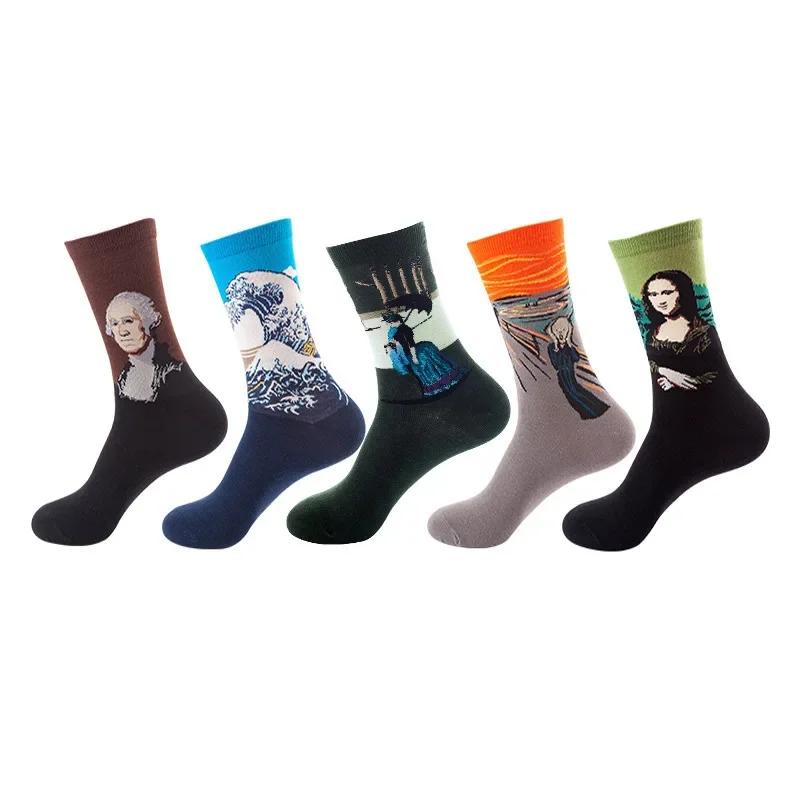 36 Styles Men's Cotton Dress Socks Bulk Pack - 5-Pair Trendy Funny Casual Socks Gift Set for  & Dropshipping