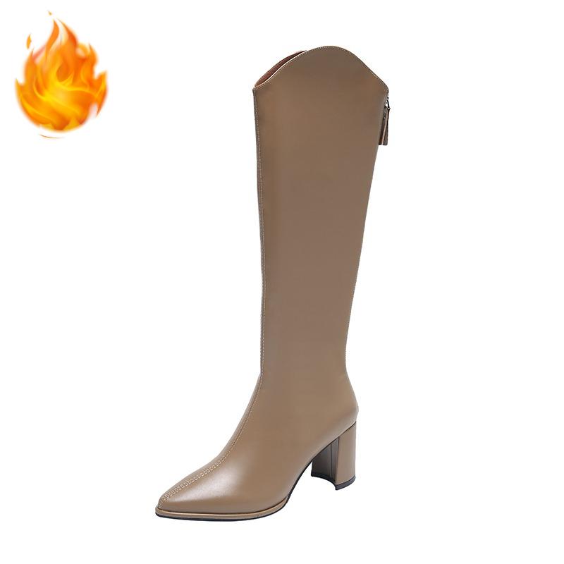 Winter Fashion High Heel Woman Knee High Boots Shoes Ladies Comfort Short Plush Knight Booties botas de inverno feminina