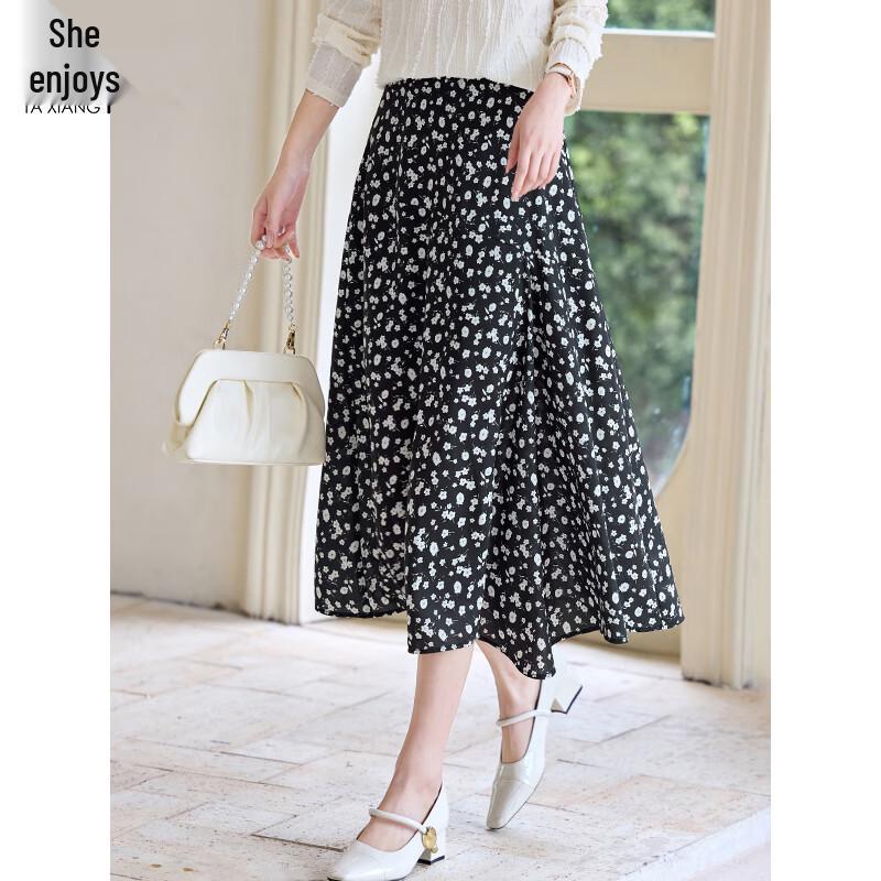 

Women s Floral Chiffon A-Line Midi Skirt L