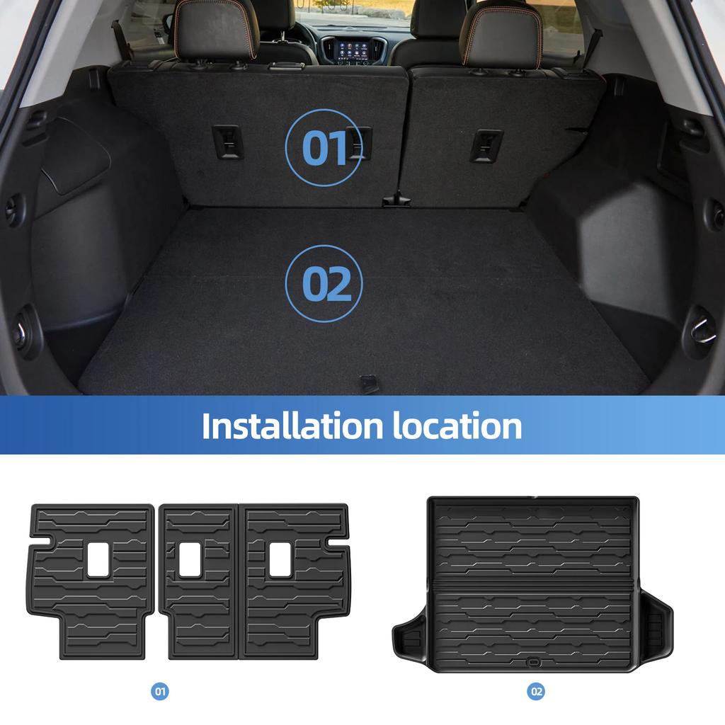 LUCKEASY for GMC Terrain Chevrolet Equinox 2018-2024 Cargo Liner Trunk Mat Protective Backrest Mat TPE Waterproof Black