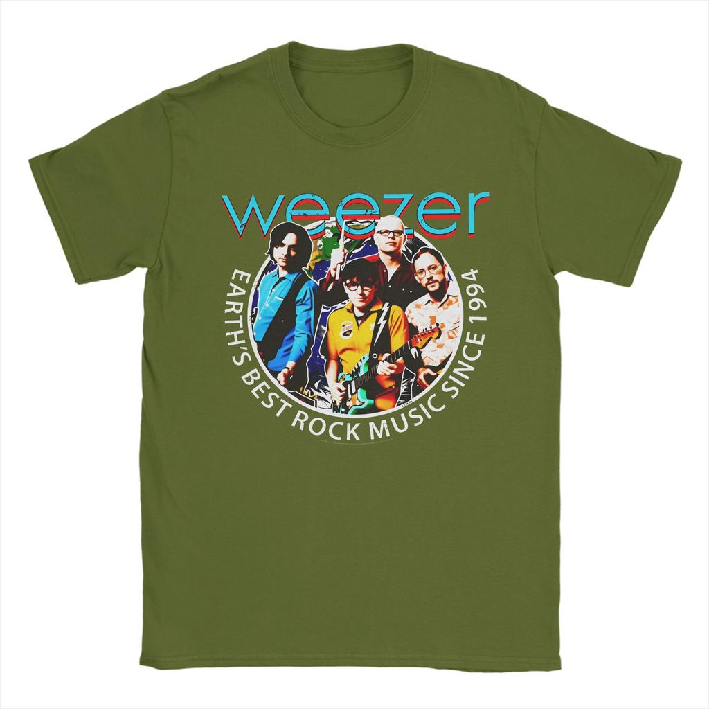 Weezer Band Mens T Shirts Novelty Tee Shirt Short Sleeve Round Neck TShirts Pure Cotton Big Size Clothing