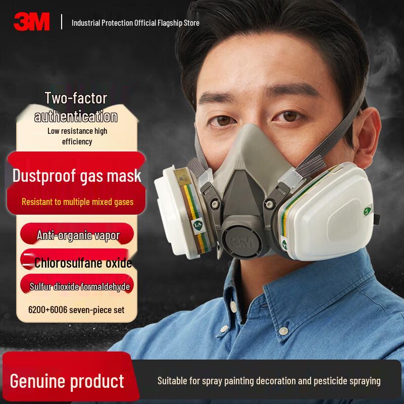 3M 6200 Respirator Mask with 6006 Multi-Gas Filter (7-Piece Set) Standard
