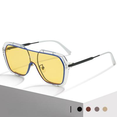Fashion Integrated Big Frame Square Sunglasses For Women Ins European American Retro Yellow Sun Glasses Anti Uv For Men