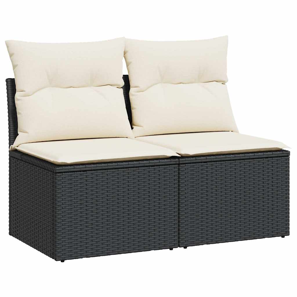 2 Piece Garden Sofa Set with Cushions Black Poly Rattan