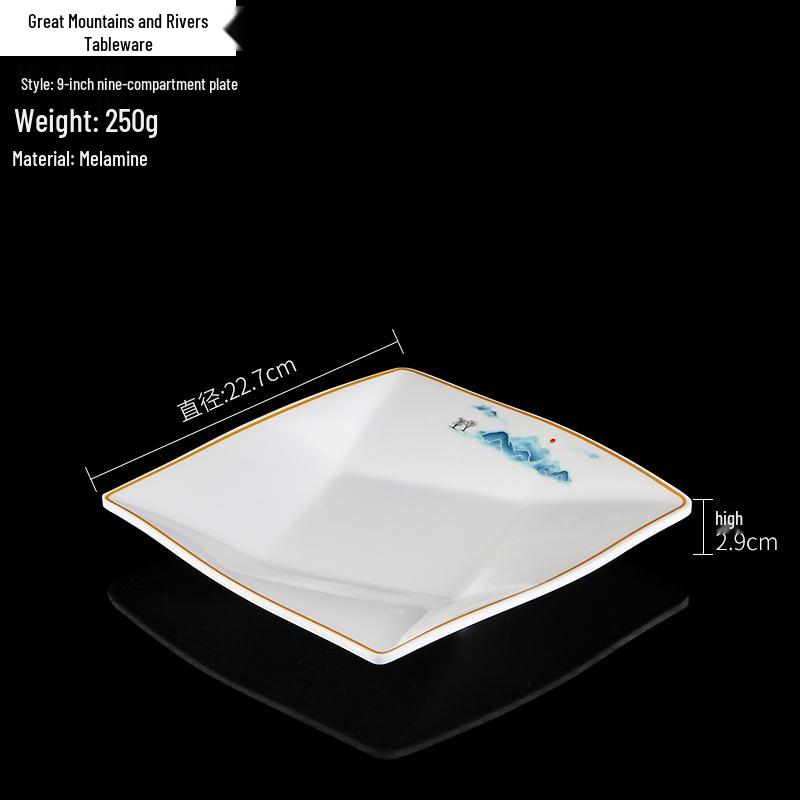 Melamine Square Imitation Porcelain Plate for Hot Pot & Cold Dishes - Commercial Fast Food & Restaurant Tableware