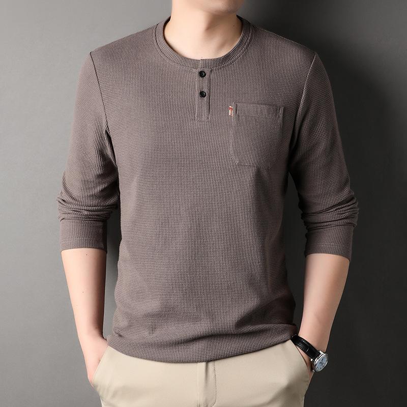 

Мужская осенняя футболка среднего возраста с круглым вырезом, куртка, новая модная футболка с длинным рукавом XL