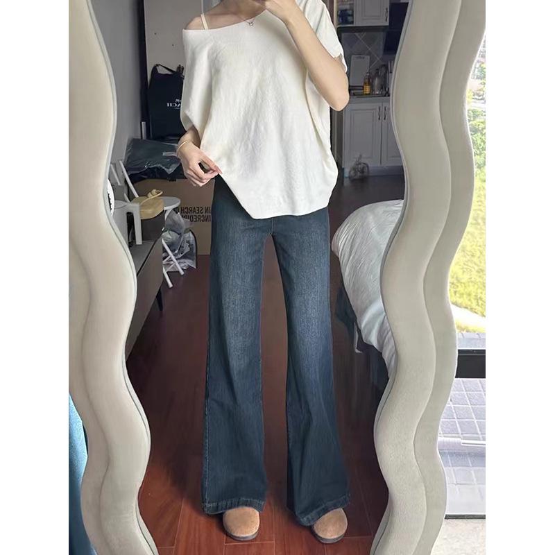 Women's High Waist Fleece-Lined Retro Straight-Leg Jeans, Plus Size, Autumn/Winter, Loose Fit, Slimming Wide-Leg Pants.