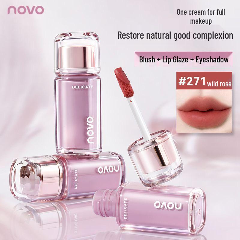 New Face Velvet Multi-use Cream Lip Glaze, Matte Blush & Eyeshadow - Gentle, Student-friendly Formula for Parties.