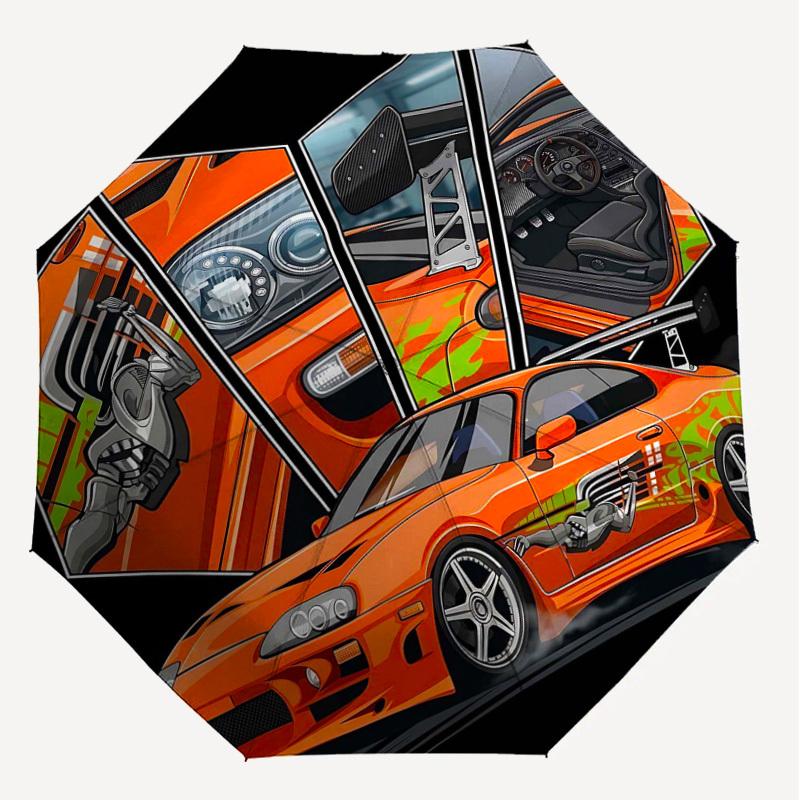 1PC car racing Umbrella-8-Rib Reinforced Portable Folding Travel Suitable for All Seasons Outdoor Daily Use -J0380