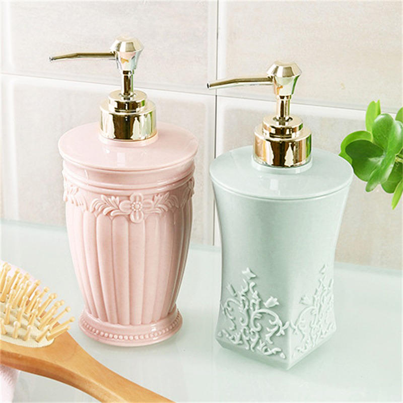 Fashion Stained Carved Liquid Soap Dispenser Bathroom Sanitizer Bottle Hand Pump Emulsion Shampoo Bath Shower Gel Press