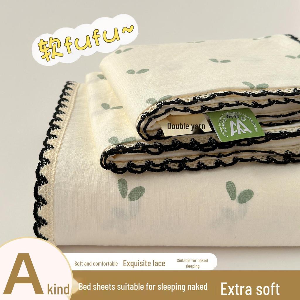 Class A Full Cotton Double Layer Gauze Bed Sheet & Pillowcase Set (3-Piece) for All Seasons