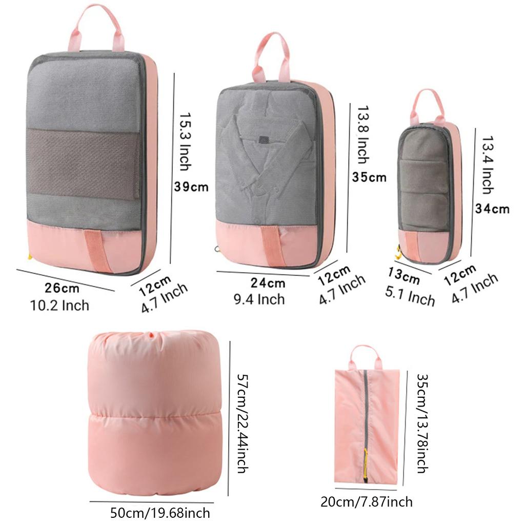 Clothes Compression Packing Cubes Portable Lightweight Travel Organizer Bags Large Capacity Clothing Luggage Storage Bag Sets
