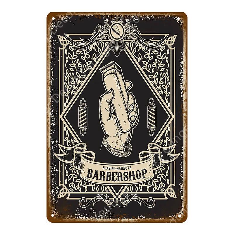 Vintage Barber Shop Metal Signs Shaving Hair Cut Poster Cafe Bar Pub Retro Plaque Haircut and Shave Beard Iron Plates YL002