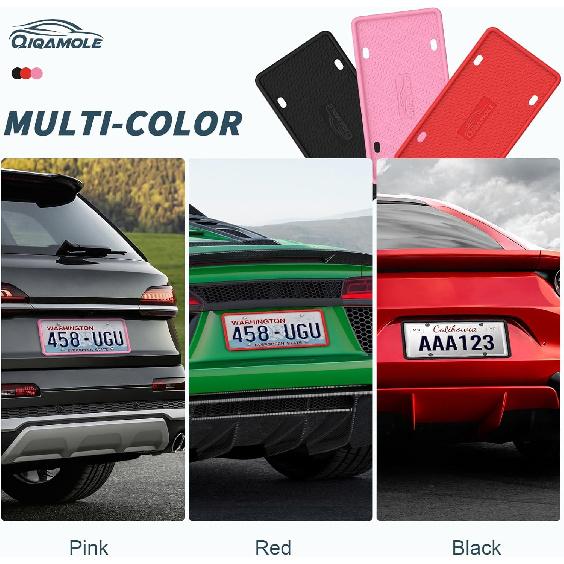 Silicone License Plate Frames, License Plate Holder For US CA Cars, Silicone Car Plate Cover Rustproof & Rattle Proof & Weatherproof Car Accessories
