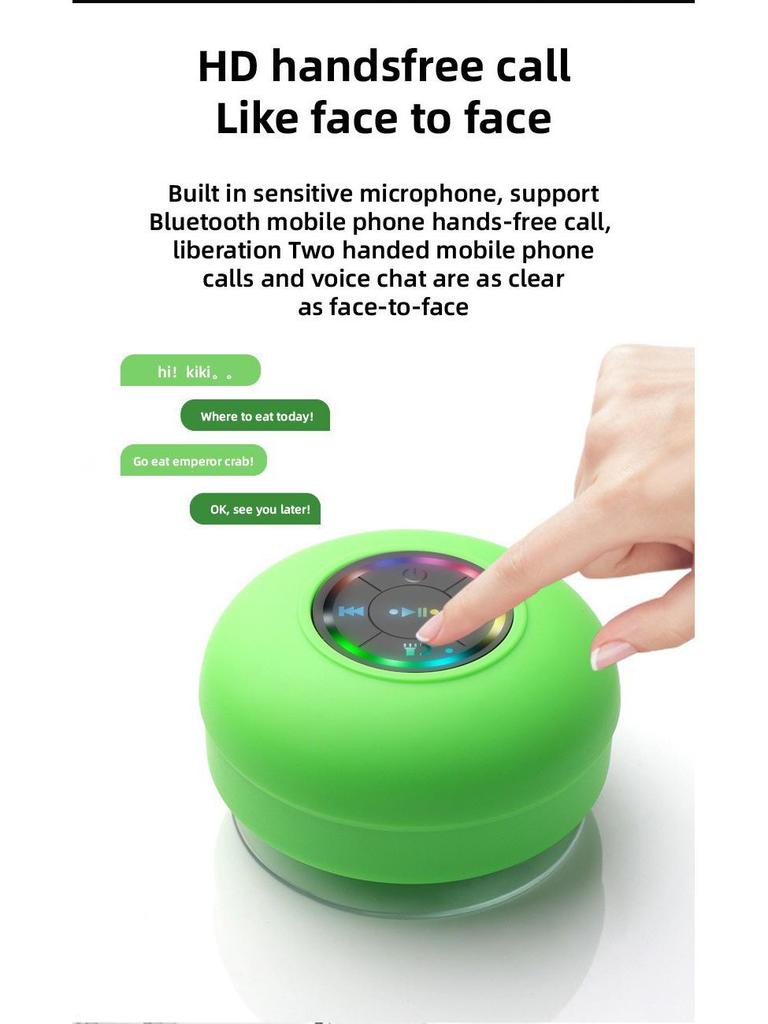 Portable Waterproof LED Bluetooth Speaker with Suction Cup - Mini Mobile Gift