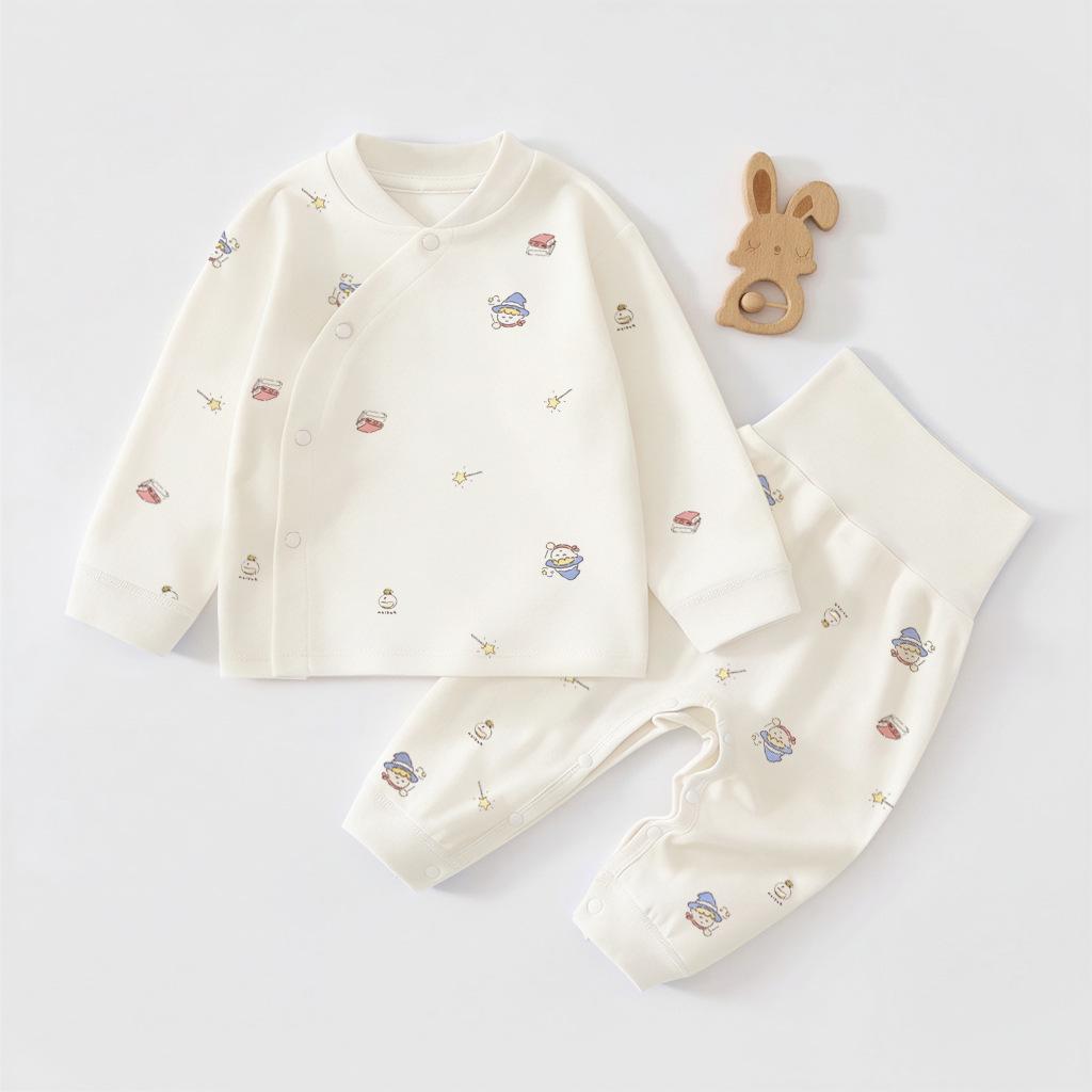 Autumn Baby Clothes Set: Cotton, Seamless, High-Waist Belly Protection Wear