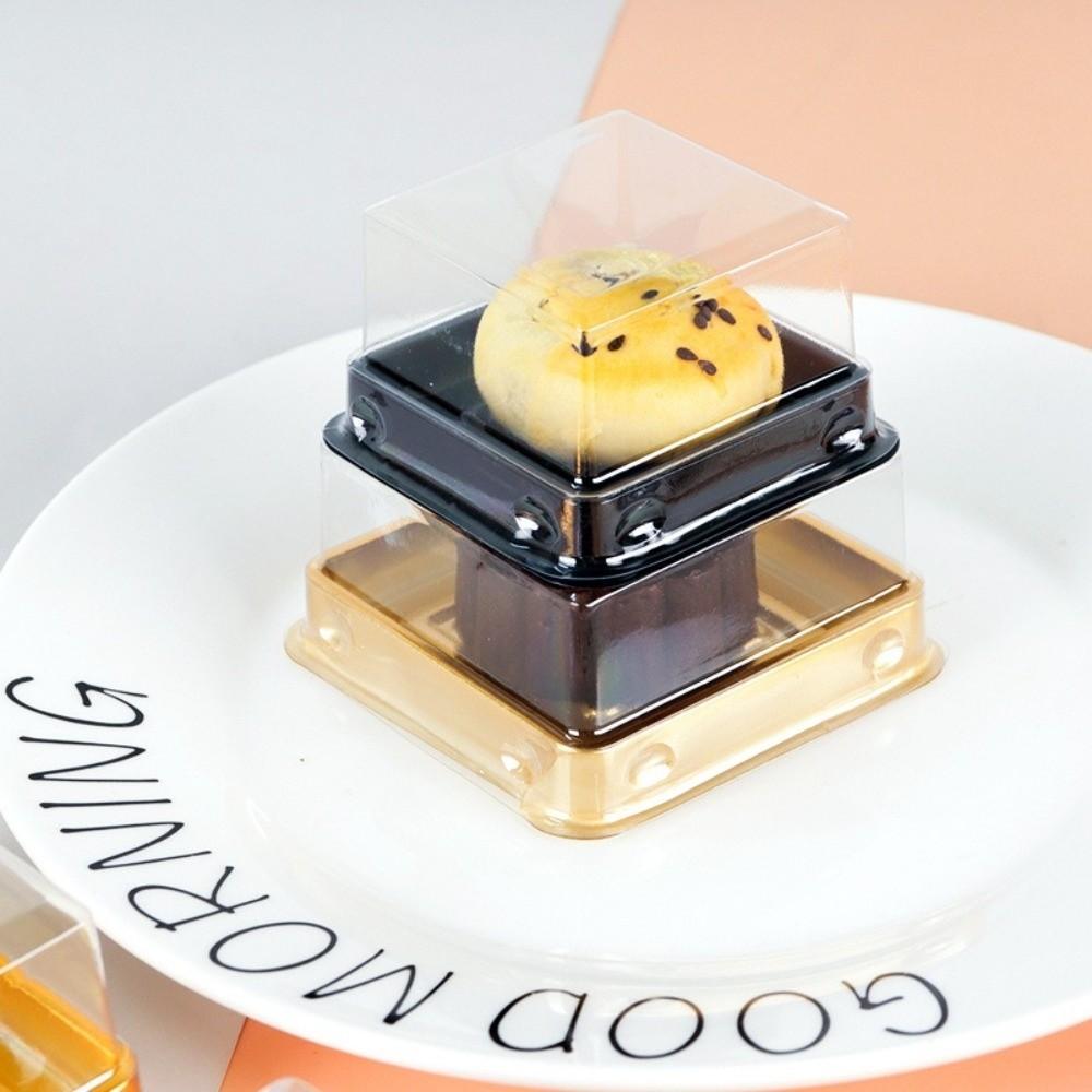 50pcs Transparent Muffin Container Box Square Shape Cookies Sealed Storage Box  Wedding