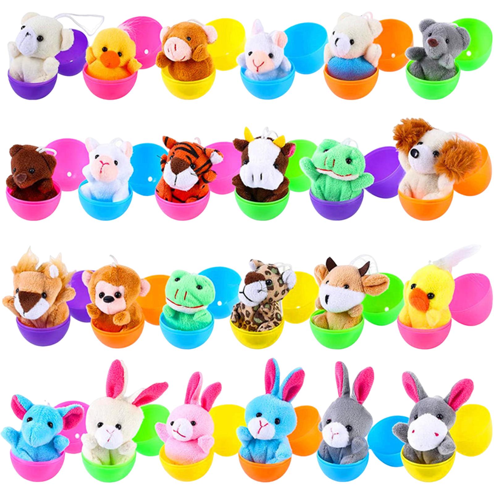 

24PCS Filled Easter Eggs Basket Stuffers With Stuffed Bunny Dolls Boys And Girls Easter Gifts Party Stuffed Dolls