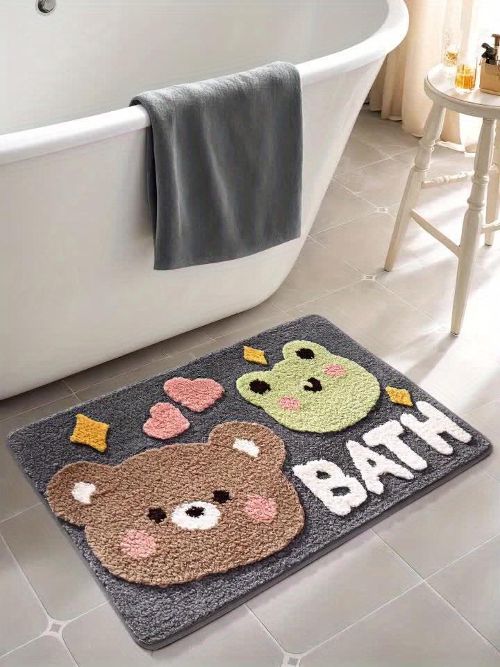 [Soft Absorbent Bath Rug] 1pc Plush Bear Bath Mat, Non-slip & Water-absorbent, for Bath, Sink and Shower; Great Xmas Gift.