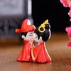 2Pcs Fancy Adorable Bright-colored Couple Dolls Decorative Bride Groom Figurine Plastic Cake Toppers for Valentine's Day