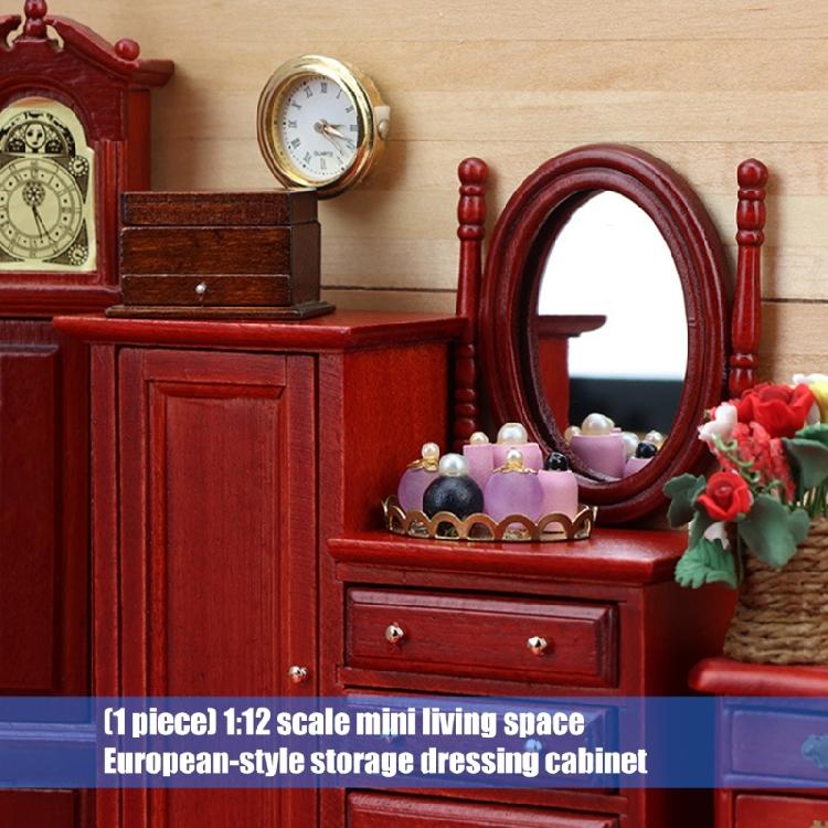 Miniature Dresser For 1/12 Doll House European Styles Furniture with Functional Drawer Door Craft Model Scene Display
