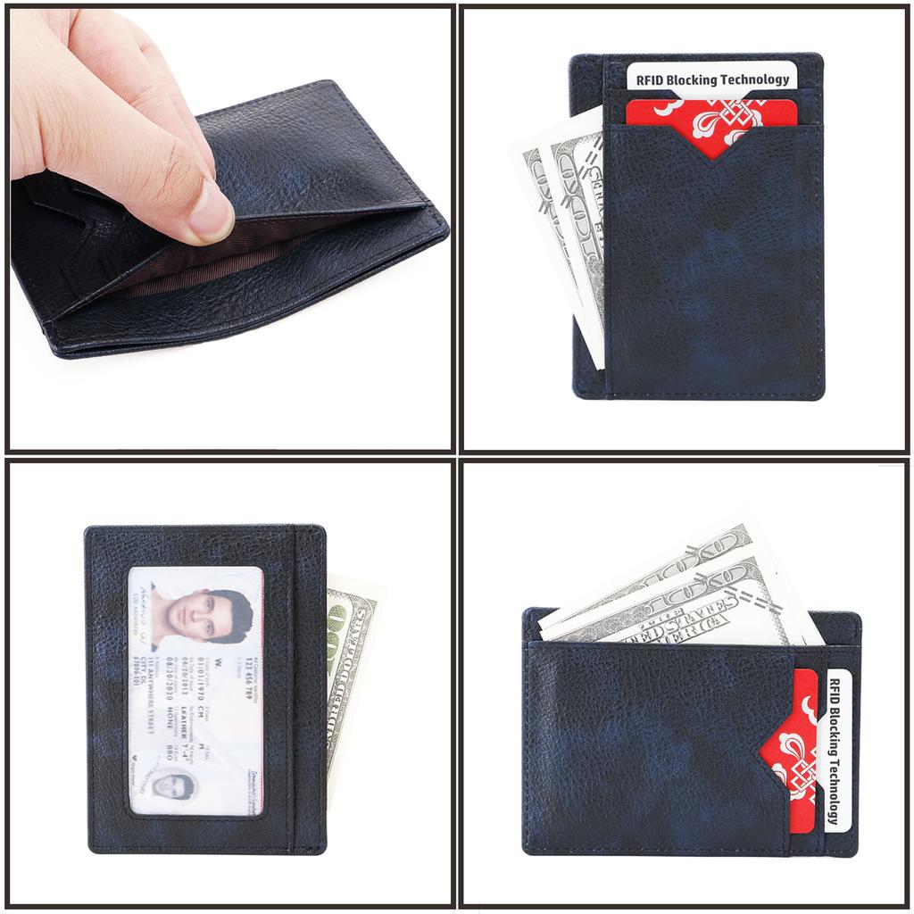 Crazy Horse Leather Wallet Ultra-thin Card Holder Genuine Leather Card Holder RFID Wallet CardOEM