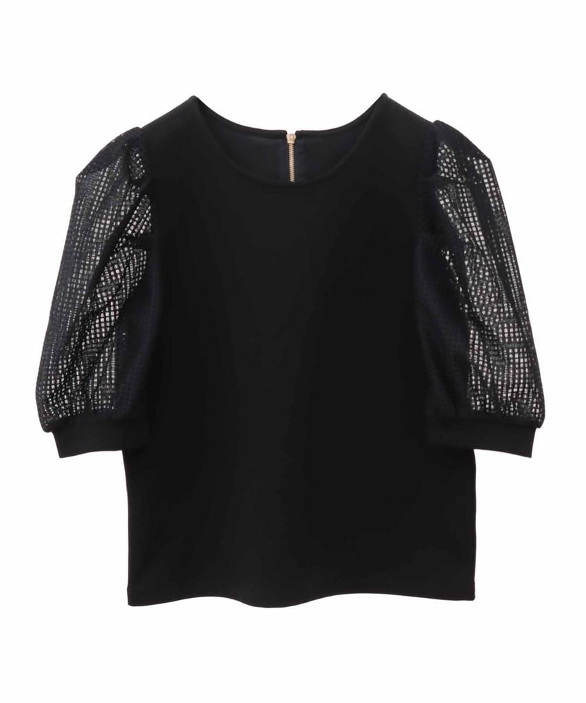 Son de Conservative Mesh Sleeve Black [Trenteant Mode] Top, Women's,