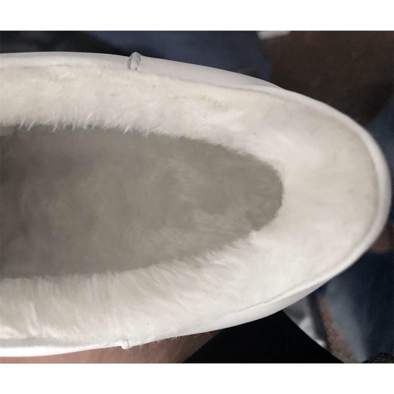 2025 Winterschuhe Damen Mode Stiefel Echtes Leder Höhenerhöhend 10cm Damen Stiefeletten Plateau Warm Plüsch Schwarz Weiß