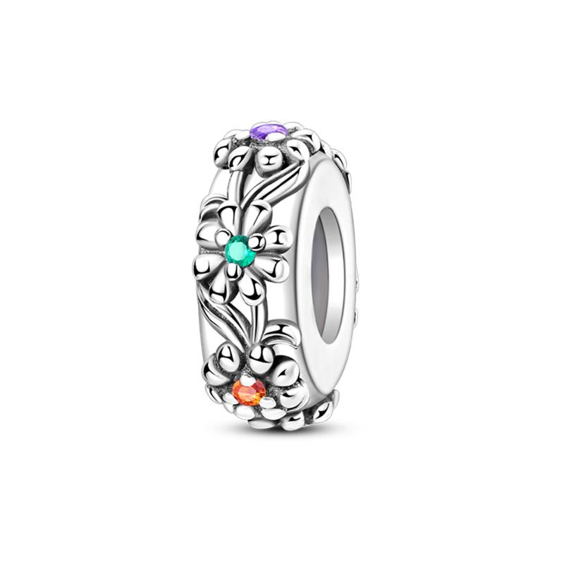 100% 925 Silver Rainbow Zircon Colorful Butterfly Dragon Shaped Silicone Stopper Charms Beads Fit DIY Bracelets Jewelry