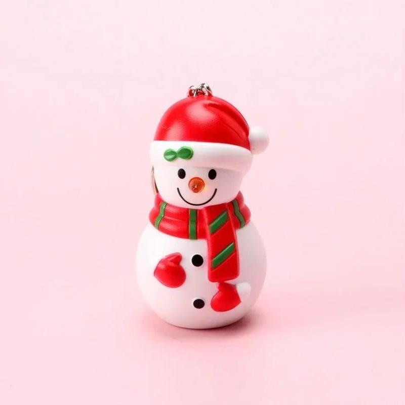 Santa Claus Christmas Snowman Christmas Tree LED Sounding Luminous Keychain Pendant Christmas Creative Gifts Holiday Souvenir
