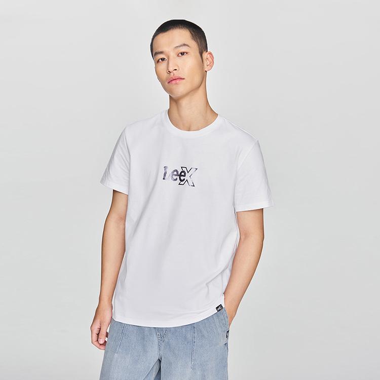 SS25 Standard Round Neck Glitter Logo Printed Casual Short Sleeve T-Shirt Men T-Shirts White LMT0098104LE00FK14000