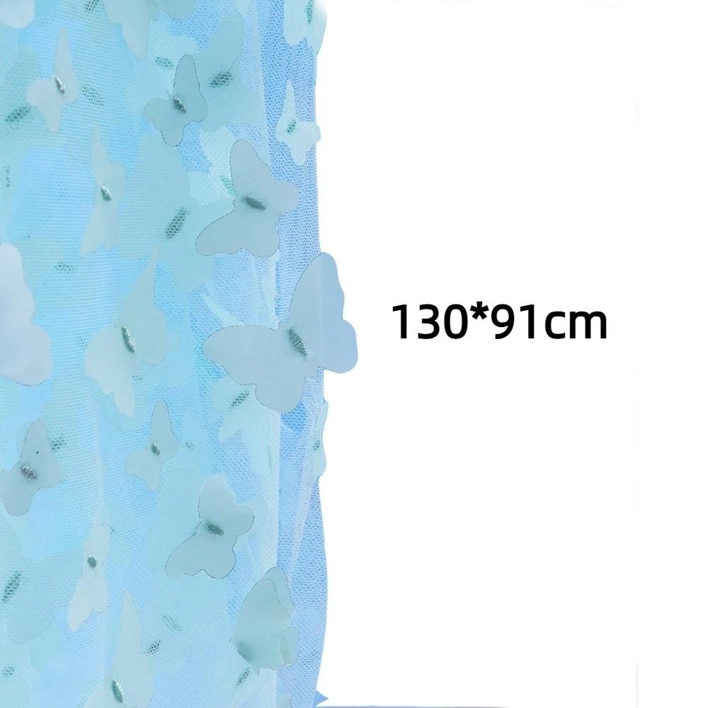 1Yard*130cm 3D Embroidered Butterfly Mesh Fabric Rainbow Gradient Handmade Tulle Dress Sewing Fabric for Stage Costume