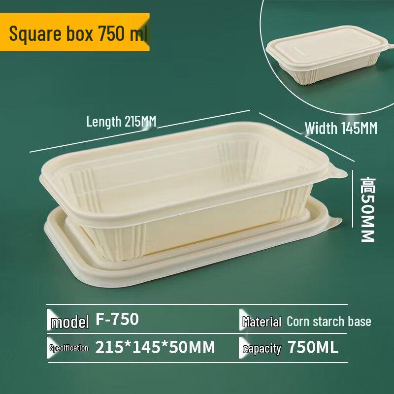 Eco-Friendly Disposable Rectangular Meal Box with Lid