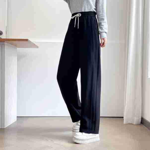 

S41 Plus Size Women s Loose Fit Wide Leg Floor-Length Trousers for Autumn/Winter XL (suggested for 55-65 kg) чёрный