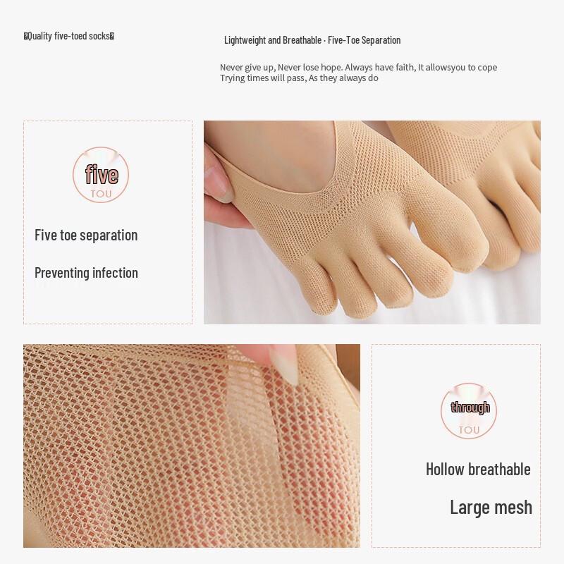 Langsha Women's Invisible Thin Five-Toe Socks