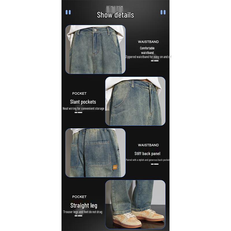 Jeanswest Men's Outdoor Casual Straight-Leg Denim Pants