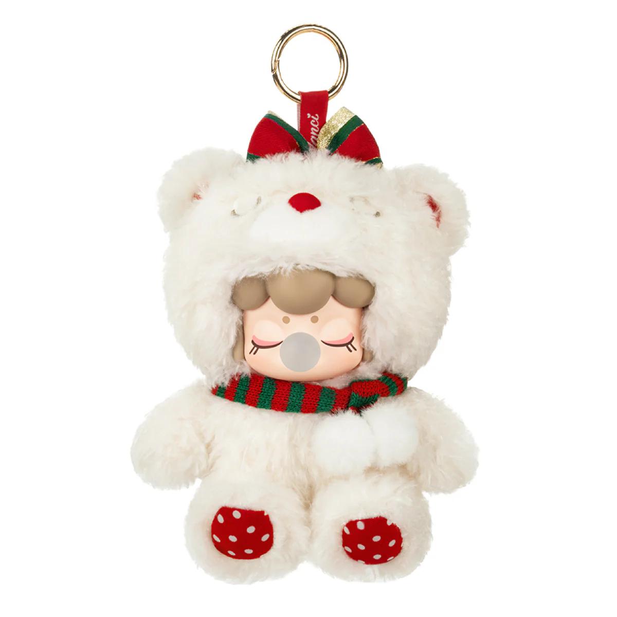 ROBOTIME Rolife Nanci Christmas Bear Plush Pendant Soft Lambswool Keychain for Bag Classic Holiday Decor Ideal Gift For Girl