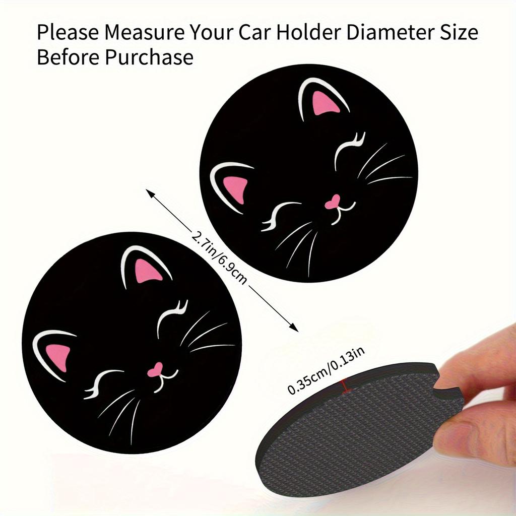 Set of 2, Black Car Cup Coasters, Non-Slip And Absorbent, Car Interior Additions, Ideal for Both Men And Women, Great Gift for Friends