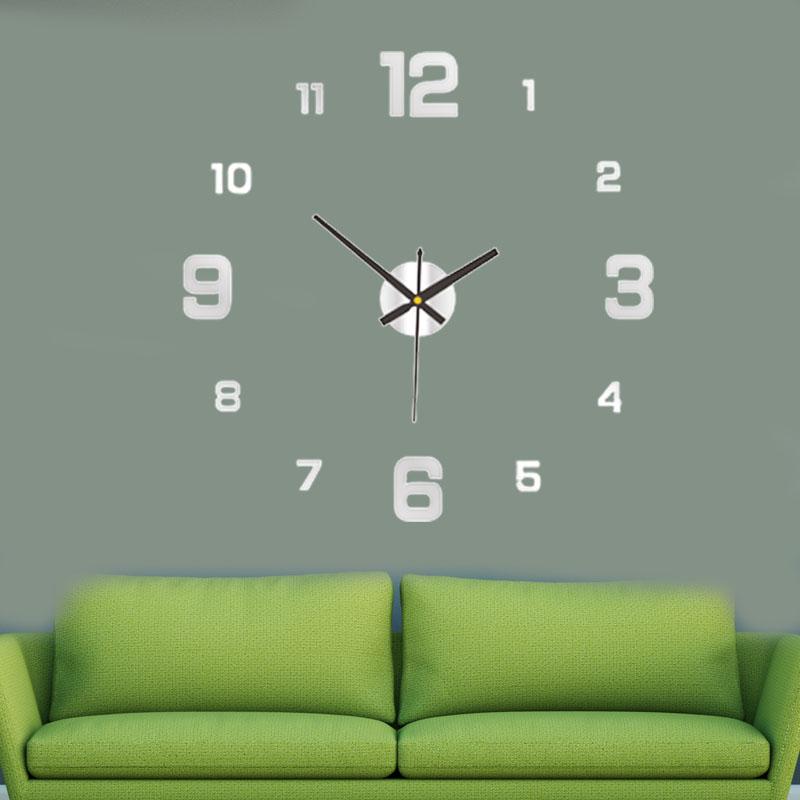 New 3D Luminous Wall Clock Modern Minimalist Style Frameless Acrylic DIY Digital Clock Mirror Effect Wall-Mounted Silent Clock