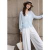 Women's V-Neck Lyocell Blend Hollow-Out Cardigan