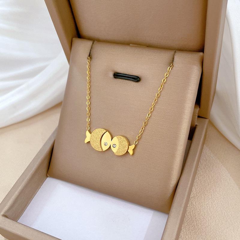 Full Titanium Steel Geometric Animal Minimalist Real Gold Necklace for Women - Collarbone Chain